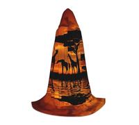 Gnbmvcc Africa Giraffe Majestic Tree Halloween Hooded Cape Witch Adult/Kids Fancy Dress Costume For Masquerade, Halloween, Family Party