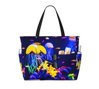 Gnbmvcc Aquatic Sea Animal Women'S Oversized Beach Bag, Zipper Women'S Handbag. Travel, Shopping. Travel. Swimming Pool