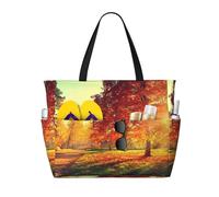 Gnbmvcc Autumn Scene Women'S Oversized Beach Bag, Zipper Women'S Handbag. Travel, Shopping. Travel. Swimming Pool