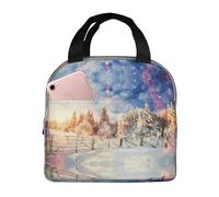 Gnbmvcc Beautiful Landscape Trees Snow Flakes Aluminum Foil Insulated Lunch Bag for Men and Women, Adult Handbag Box Container
