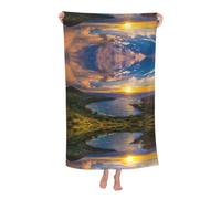 Gnbmvcc Beautiful Sunrise Microfiber Beach Towel, Quick-Drying, Travel, Vacation, Swimming, Sauna, Beach (130x80cm, 52x32in)