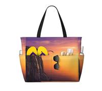 Gnbmvcc Beautiful Sunset Sea Women'S Oversized Beach Bag, Zipper Women'S Handbag. Travel, Shopping. Travel. Swimming Pool