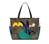 Gnbmvcc Black And Blue Dragonfly Women'S Oversized Beach Bag, Zipper Women'S Handbag. Travel, Shopping. Travel. Swimming Pool