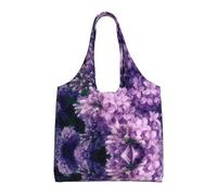 Gnbmvcc Blooming Purple Flowers One-Shoulder Commuting Canvas Bag, Color Environmental Protection Handbag Can Be Reused, Super Durable And Washable.