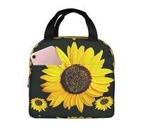 Gnbmvcc Blooming Sunflower Aluminum Foil Insulated Lunch Bag for Men and Women, Adult Handbag Box Container