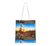 Gnbmvcc Cactus Desert Sunset 15 X 16 Inch Reusable Shopping Bag, Canvas Handbag, Environmental Protection Bag