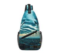 Gnbmvcc Cityscape Dusk Chest Bag Shoulder Bag For Men Water Resistant Crossbody Bag For Runner Hiking Cycling Travelling