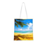 Gnbmvcc Clouds And Palm Trees Beaches 15 X 16 Inch Reusable Shopping Bag, Canvas Handbag, Environmental Protection Bag
