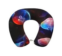 Gnbmvcc Colorful Jellyfish Memory Foam Travel Neck Pillow Car Office Essential Flight Pillows For A Long Hauls Sleeping Rest
