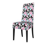 Gnbmvcc Cow Hide With Hearts Moo Love Removable And Washable Elastic Dining Chair Protective Cover, Hotels, Banquets, Restaurants,