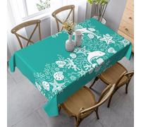 Gnbmvcc Dolphins Flowers Sea Starfish Coral Seashell Rectangular Tablecloth 35x55in. (90x140cm) Kitchen Table Cover For Outdoor Garden Table.