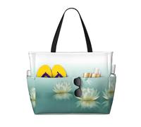 Gnbmvcc Dragonfly With Water Lily Women'S Oversized Beach Bag, Zipper Women'S Handbag. Travel, Shopping. Travel. Swimming Pool