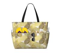 Gnbmvcc Exotic Tropical Pineapples Women'S Oversized Beach Bag, Zipper Women'S Handbag. Travel, Shopping. Travel. Swimming Pool