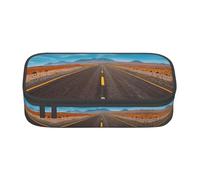 Gnbmvcc Freeway Highway Road in The Desert Multifunctional Stationery Bag Storage Bag. Can Store Stationery, Cosmetics, Office Supplies.
