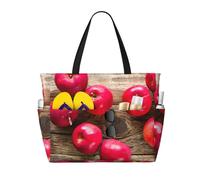 Gnbmvcc Fruits On Wood Women'S Oversized Beach Bag, Zipper Women'S Handbag. Travel, Shopping. Travel. Swimming Pool