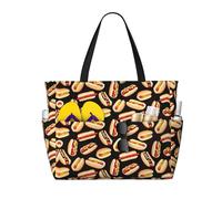 Gnbmvcc Fun Food Hot Dogs Women'S Oversized Beach Bag, Zipper Women'S Handbag. Travel, Shopping. Travel. Swimming Pool