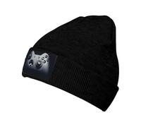 Gnbmvcc Gaming Controller Pattern Unisex Classic Knitted Warm Hat in Autumn and Winter, Travel Cold-Proof Fashion Wool Hat. Black