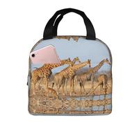 Gnbmvcc Giraffes Family Hand-Held Thickened Insulation Bento Baginsulated Lunch Bag for Work Adult Cool Tote Box