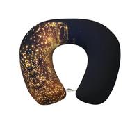 Gnbmvcc Gold Musical Note With Fallen Shiny Star Memory Foam Travel Neck Pillow Car Office Essential Flight Pillows For A Long Hauls Sleeping Rest