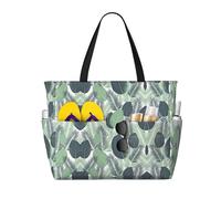 Gnbmvcc Green Tropical Leaves Women'S Oversized Beach Bag, Zipper Women'S Handbag. Travel, Shopping. Travel. Swimming Pool