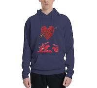 Gnbmvcc Heart Shaped Floral Petals Mens Long Sleeve Hoodie Soft And Comfy Adult Top Sweatshirt Hoodies Navy Blue
