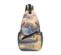 Gnbmvcc House In Snow Chest Bag Shoulder Bag For Men Water Resistant Crossbody Bag For Runner Hiking Cycling Travelling
