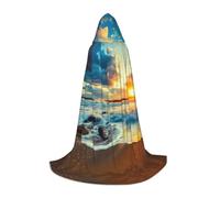 Gnbmvcc Sunset Beach Halloween Hooded Cape Witch Adult/Kids Fancy Dress Costume For Masquerade, Halloween, Family Party