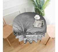 Gnbmvcc Willow Tree Polyester Round Tablecloth - 60 In Ch Circular Table Cloth Stain And Wrinkle Resistant Washable