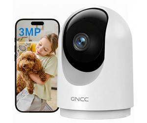 GNCC 2K/3MP Indoor Security Camera WiFi, CCTV Camera House Security, 360° Pet Dog Baby Monitor with Night Vision, Motion Detection, 2-Way Talk, Cloud/SD, Works with Alexa, 2.4G Only