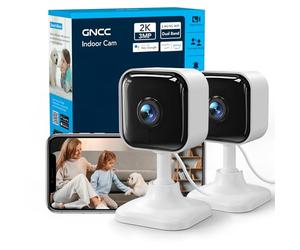 GNCC 2K 3MP Security Camera Indoor 2 Packs CCTV Cameras for House Security, 2.4G/5G Home Security Camera, Motion/Sound Detection, Night Vision, SD/Cloud Storage, Works with Alexa & Google Home, GC4