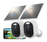GNCC 2K/4MP Wireless Security Camera Outdoor, 2-Pack WiFi Solar CCTV Cameras for Home/House Security, AI Detection, Colour Night Vision, Event Recording, Siren&Spotlight, 2-Way Audio, 2.4/5GHz, IP65