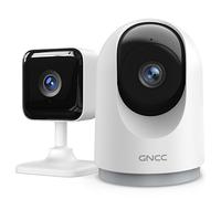 GNCC 2K Indoor Camera 2-Pack: CCTV Camera Security Camera Indoor with Night Vision, Motion/Sound Detection + WiFi Security Camera for Pet/Dog, Works with Alexa/Google, Cloud/SD Storage