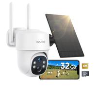 GNCC 2K Solar Security Camera Outdoor Wireless with SIM Card, No WiFi Battery CCTV Camera Systems, Color Night Vision, PIR Motion Detection, 2-way Audio, Unlimited Data Plan, 32GB SD Card Included