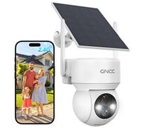 GNCC Solar Security Camera Outdoor Wireless 1080P/2MP CCTV Camera Systems, 360° PTZ Battery Powered Outdoor Camera, PIR Motion Detection, Colour Night Vision, 2-Way Audio, 2.4 GHz Wi-Fi Only