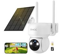 GNCC 4G LTE Solar Security Camera Outdoor with SIM Card, 2K, GW6