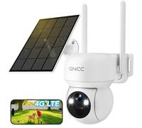 GNCC 4G LTE Solar Security Camera Outdoor with SIM Card, 2K No WiFi CCTV Camera Systems, Colour Night Vision, Smart Detection, Spotlight Warning, IP65, Unlimited Data Plan, 32GB SD Card Included, GW6