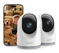 GNCC Indoor Cameras House Security 2-Pack Cameras for Pet Dog with App, 3MP | 2.4G WiFi Cameras with Motion Detection, 2-Way Audio, Cloud/SD Storage, Night Vision, Motion Detection, Works with Alexa