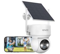 GNCC Solar Security Camera Outdoor Wireless 1080P/2MP CCTV Camera Systems, 360° PTZ Battery Powered Outdoor Camera, PIR Motion Detection, Colour Night Vision, 2-Way Audio, 2.4 GHz Wi-Fi Only