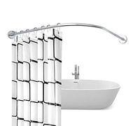 GNCCI Curved Shower Curtain Rod Extendable No Drill Shower Curtain Rail L Shape Stainless Steel Curved Shower Curtain Rails For Bath Bathroom Curtain Hanger Pole for Bath tubs (Size : A)