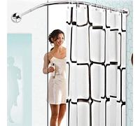 GNCCI L Shape Extendable Shower Curtain Rod Curved No Drill Shower Telescopic Curtain Rail For Bath,Stainless Steel Bathroom Curtain Hanger Pole 100% Rustproof (Size : 70 to 95 x 90 to 130cm)