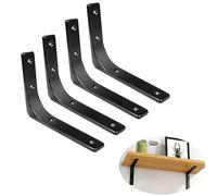 GNCLOUD Shelf Brackets 6 x 8 inch, 4 pcs Heavy Duty Wall Mounted Brackets, L Brackets Blcak Modern Decorative Support Brackets for Bookshelf Wall and Garden Shelf, Black