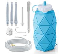 GNEGKLEAN Foldable Silicone Enema Bag With 5.2FT Hose, 5 Enema Tips, Controllable Flow Valve - Coffee Enema Kit With 1.2L Capacity For Colon Cleansing Hom