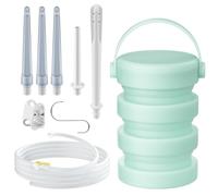 GNEGKLEAN Silicone Collapsible Enema Bucket Kit, 1.2 Quart Enema Bucket, 5.3ft Enema Hose, 5 Enema Tips, Coffee Enemas Colon Cleansing for Men Women