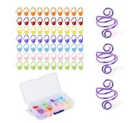 GNEGNI LIFE 3Pcs Metal Crochet Finger Ring, Crochet Ring Set with 70Pcs Crochet Stitch Marker for Crocheting Knitting Multi-Color Knitting Crochet Locking Stitch for Handwork Knitting Craft