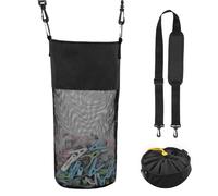 GNEGNI LIFE Clothes Peg Bag, Large Capacity Hanging Mesh Clothes Peg Bag with Hook and Shoulder Strap Holds 500 Clothespins, Portable Clothes Peg Bag Quick Drying Bag, black, Peg Bag