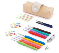 GNEGNI LIFE Crochet Hooks Set, 90 PCS Knit Tools with Hooks, Needles, Scissor, Ruler, Ring, Knitting Marks and Kits for Beginners, Arthritic Hands