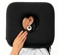 GNEGNI LIFE Ear Piercing Pillow with Removable Pillowcase - Ear Pillows Detachable Core Stays Intact, 24x24x8cm Donut Pillow with Ear Hole for CNH Side Sleepers Black - Reversible (Smooth & Plush)