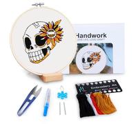 GNEGNI LIFE Embroidery kit for Beginners, Embroidery Starter Kit - Original Skull Patterns, Included Embroidery Tools with Instruction and Video Tutorial