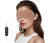 GNEGNI LIFE Heated Eye Mask,Smart Temperature&Timer Control, USB Soft Cotton Warm Eye Compress, for Dry Eyes, Blepharitis, Dark Circles and Sleep&Travel(Brown)