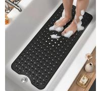 GNEGNI LIFE Non Slip Bath Mat for Inside Bath, 101x40cm Extra Long Anti Slip Bathtub Mat with Strong Suction Cups & Drain Holes, Anti Mould Machine Washable Soft Shower Mat for Bathroom (Black)